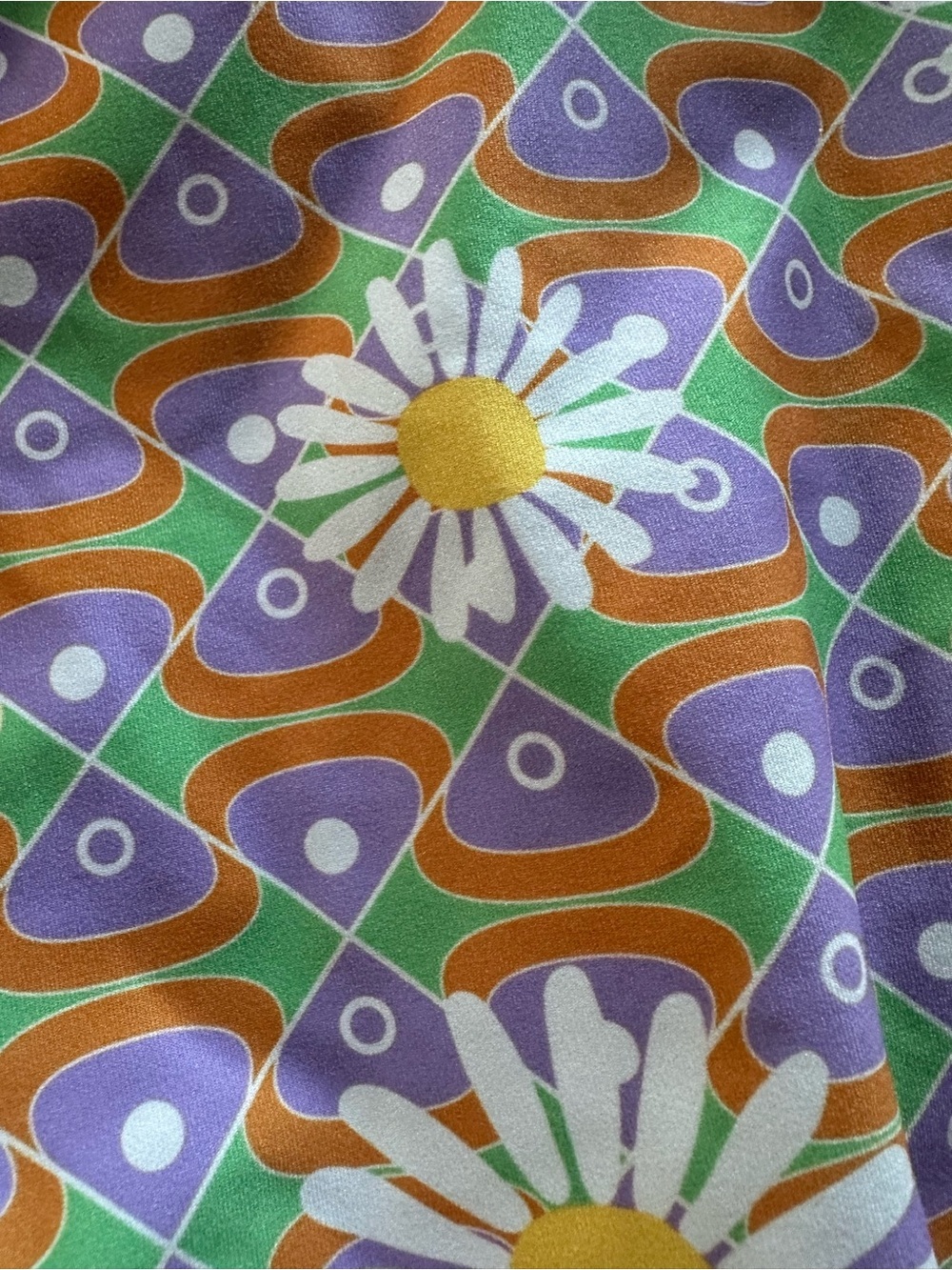 Inner Realm Retro Daisy One-Piece Swimsuit - Yellow, Lavender & Orange - Picture 3 of 6